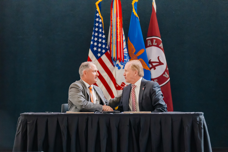 President Bell and Mr. Robert Doerer, Deputy to the USAACE Commanding General