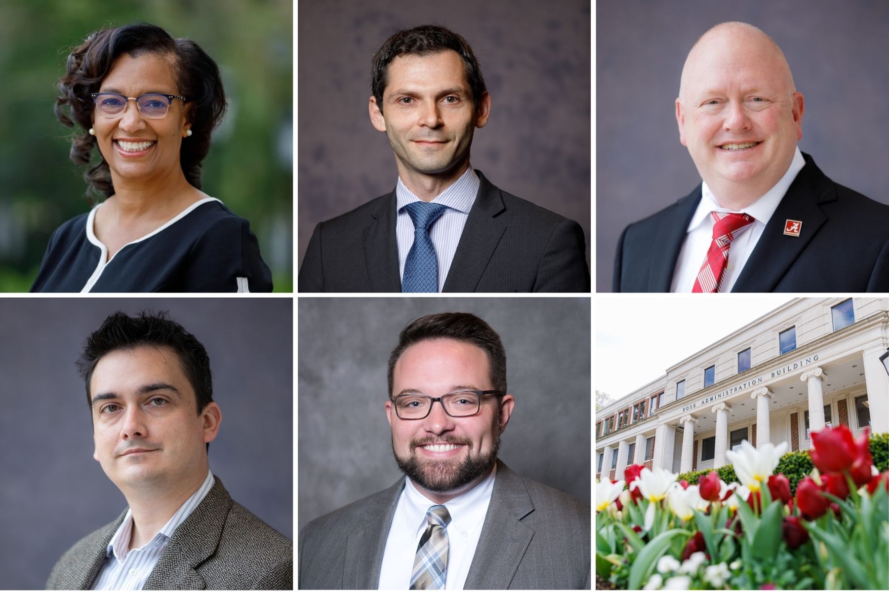 From left to right: Dr. Martha Crowther, Dr. Sergei Gleyzer, Mike Gremillion, Dr. Adam Hauser, Dr. Matthew VanDyke, Rose Administration