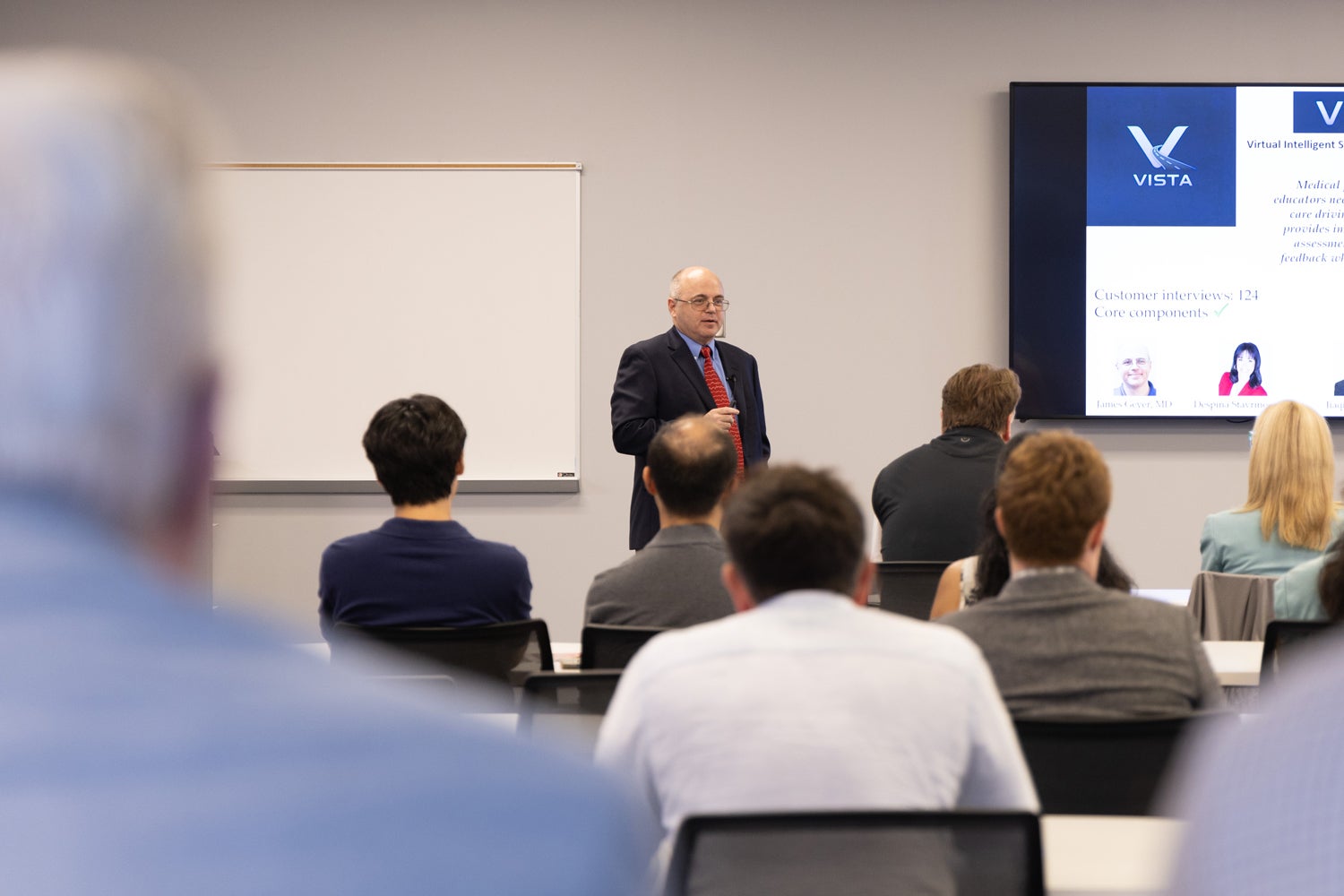 Dr. Geyer giving a pitch